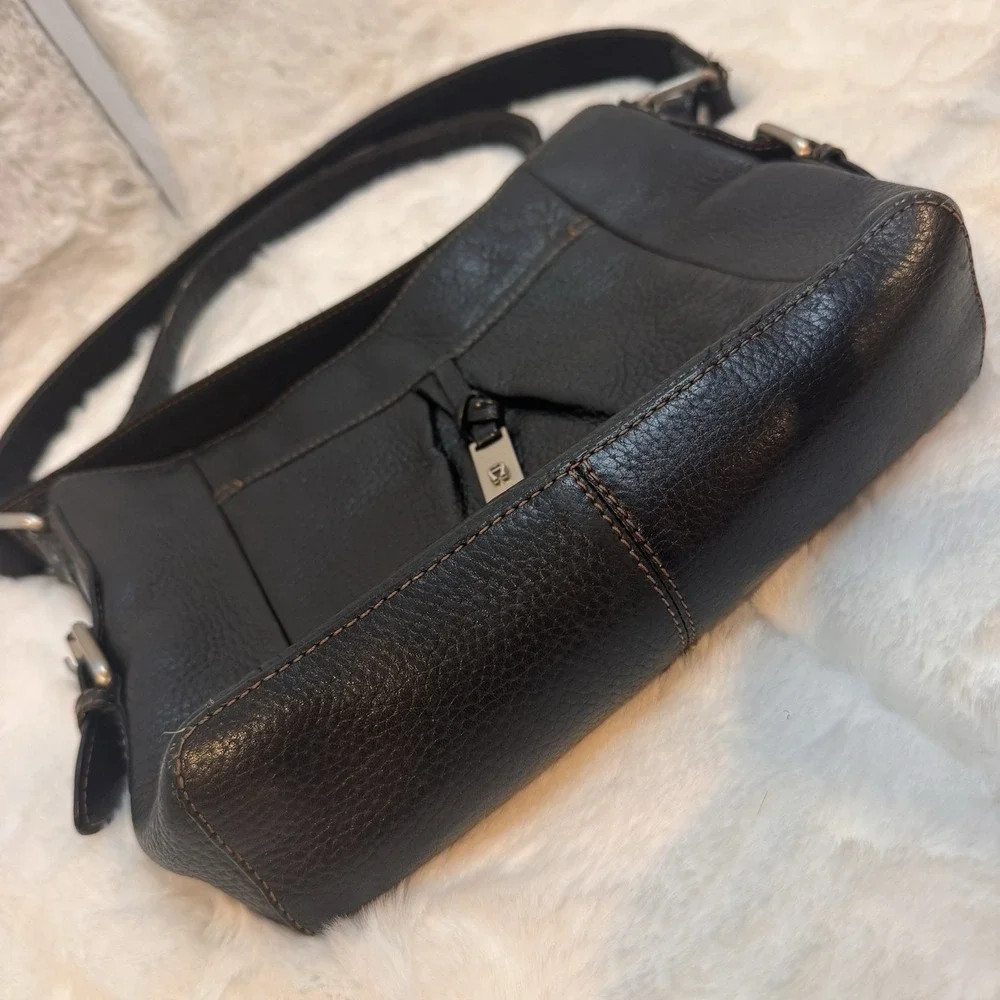 Etienne Aigner Pebbled Leather Classic  Crossbody Bag Silver Colored Hardware